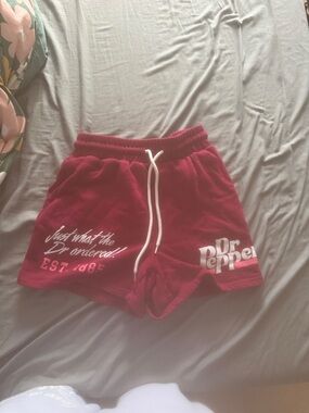 Dr Pepper Logo Athletic Shorts in Deep Red